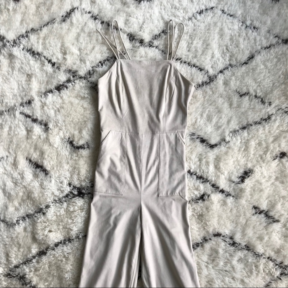 Mango Cream Suede Wise Legged & Cropped Jumpsuit